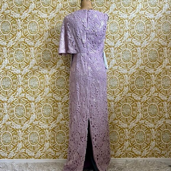 NWT JS Collections Arabella Sequin Guipure Lace Pleated Gown in Amethyst size 2 - Picture 13 of 16